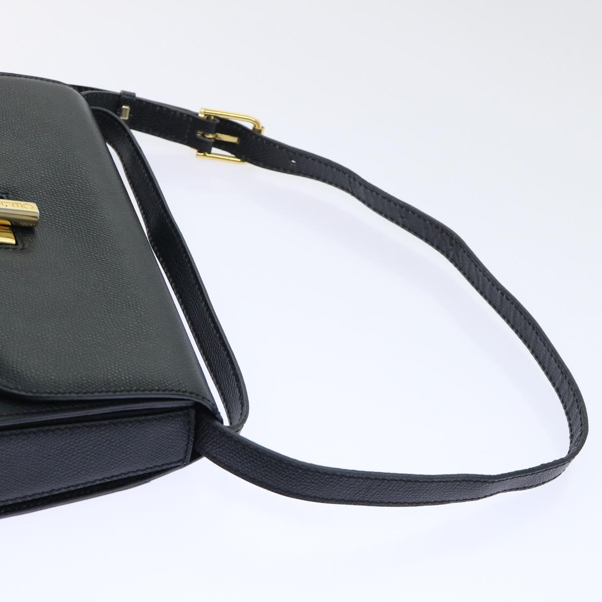 CELINE Shoulder Bag Leather Black Terre Domble Auth ep1625