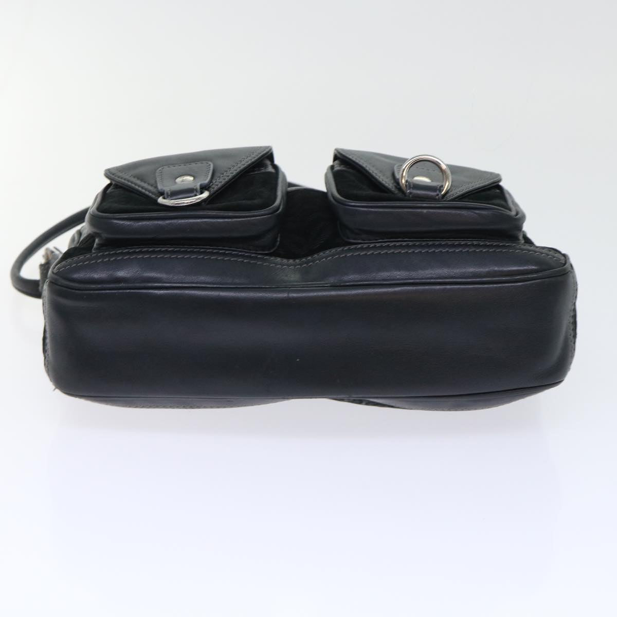 LOEWE Shoulder Bag Leather Black Auth ep1626