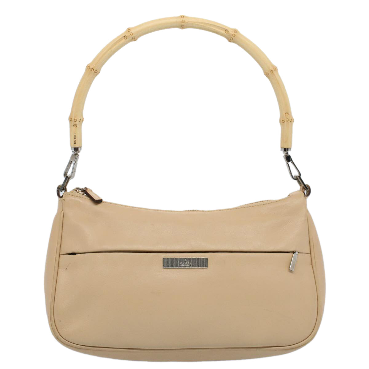 GUCCI Bamboo Shoulder Bag Leather Beige 001 3865 Auth ep1627