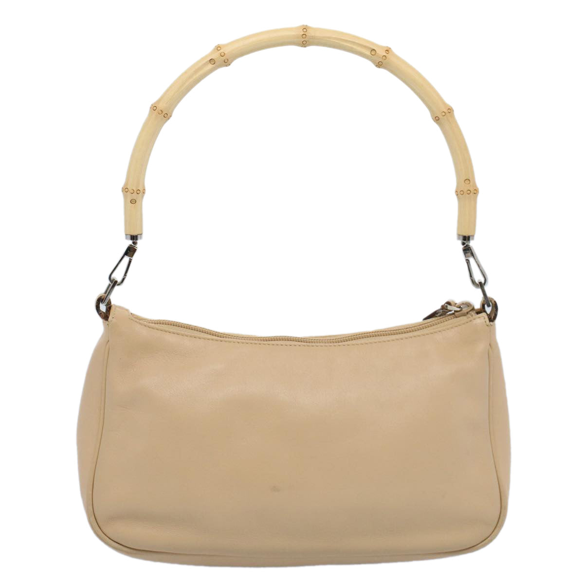 GUCCI Bamboo Shoulder Bag Leather Beige 001 3865 Auth ep1627 - 0