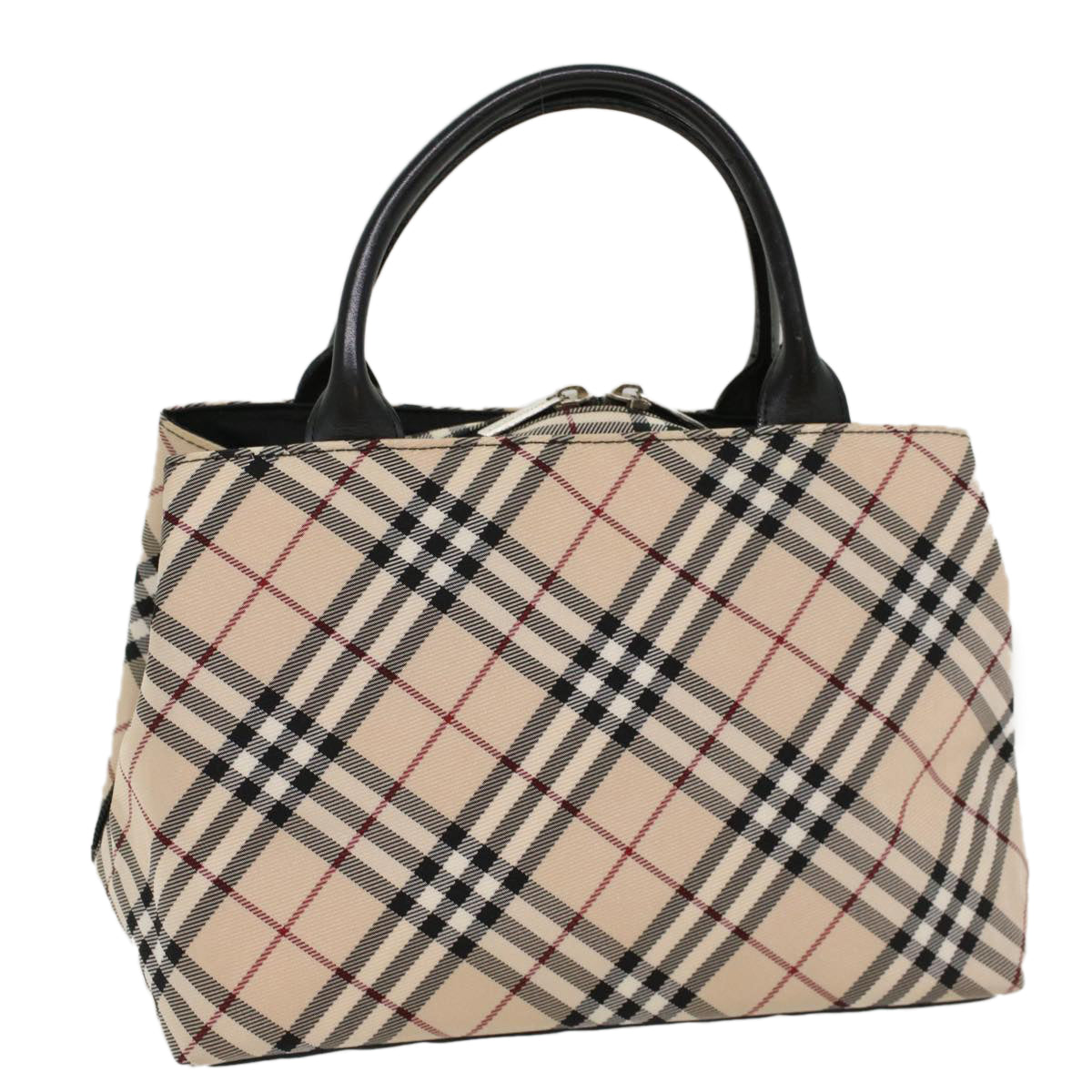 BURBERRY Nova Check Blue Label Hand Bag Nylon Beige Auth ep1650