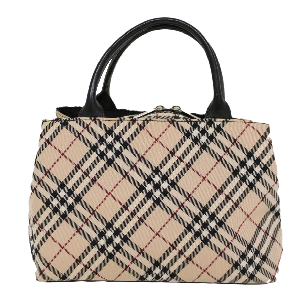 BURBERRY Nova Check Blue Label Hand Bag Nylon Beige Auth ep1650