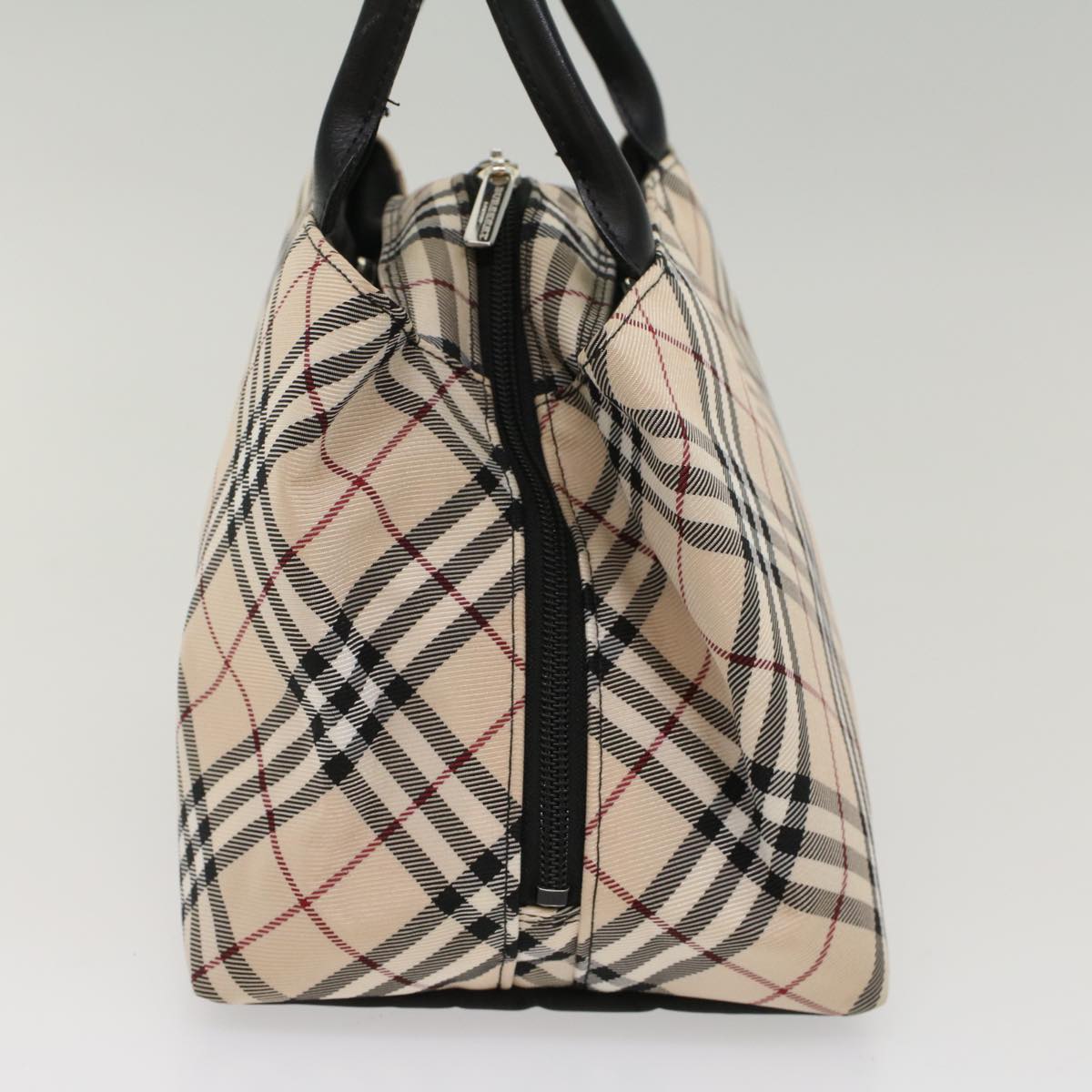 BURBERRY Nova Check Blue Label Hand Bag Nylon Beige Auth ep1650