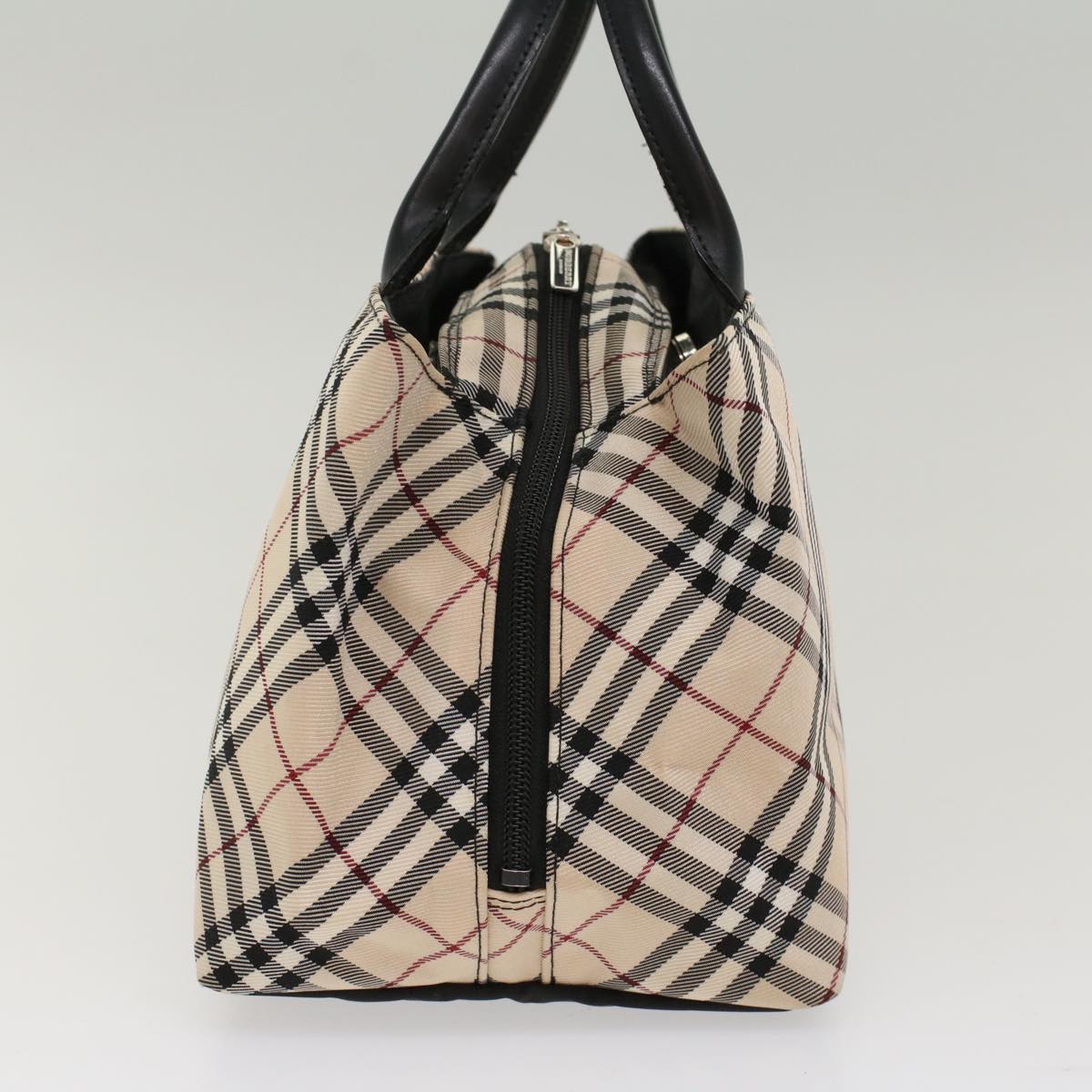 BURBERRY Nova Check Blue Label Hand Bag Nylon Beige Auth ep1650