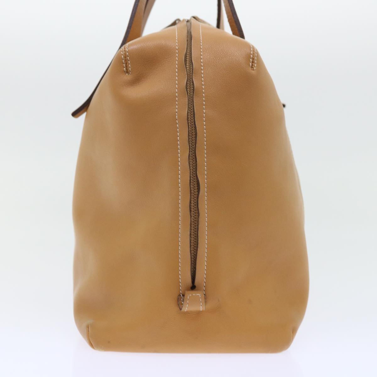 LOEWE Hand Bag Leather Beige Auth ep1652