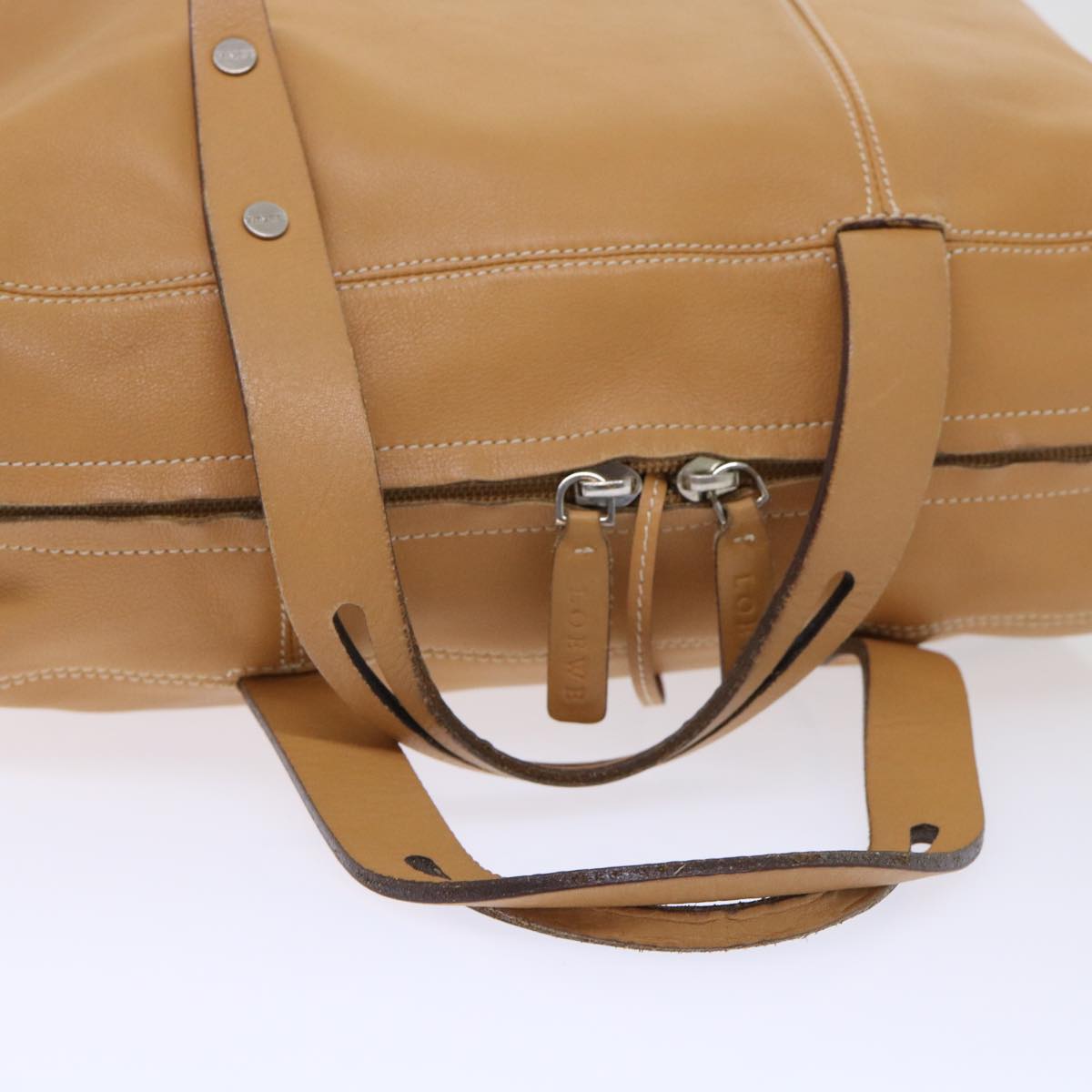 LOEWE Hand Bag Leather Beige Auth ep1652