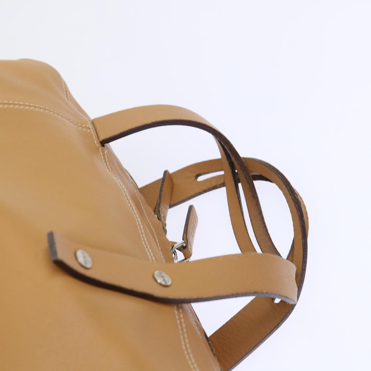 LOEWE Hand Bag Leather Beige Auth ep1652