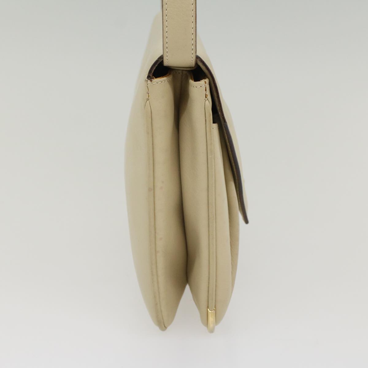 CELINE Shoulder Bag Leather Beige Auth ep1657