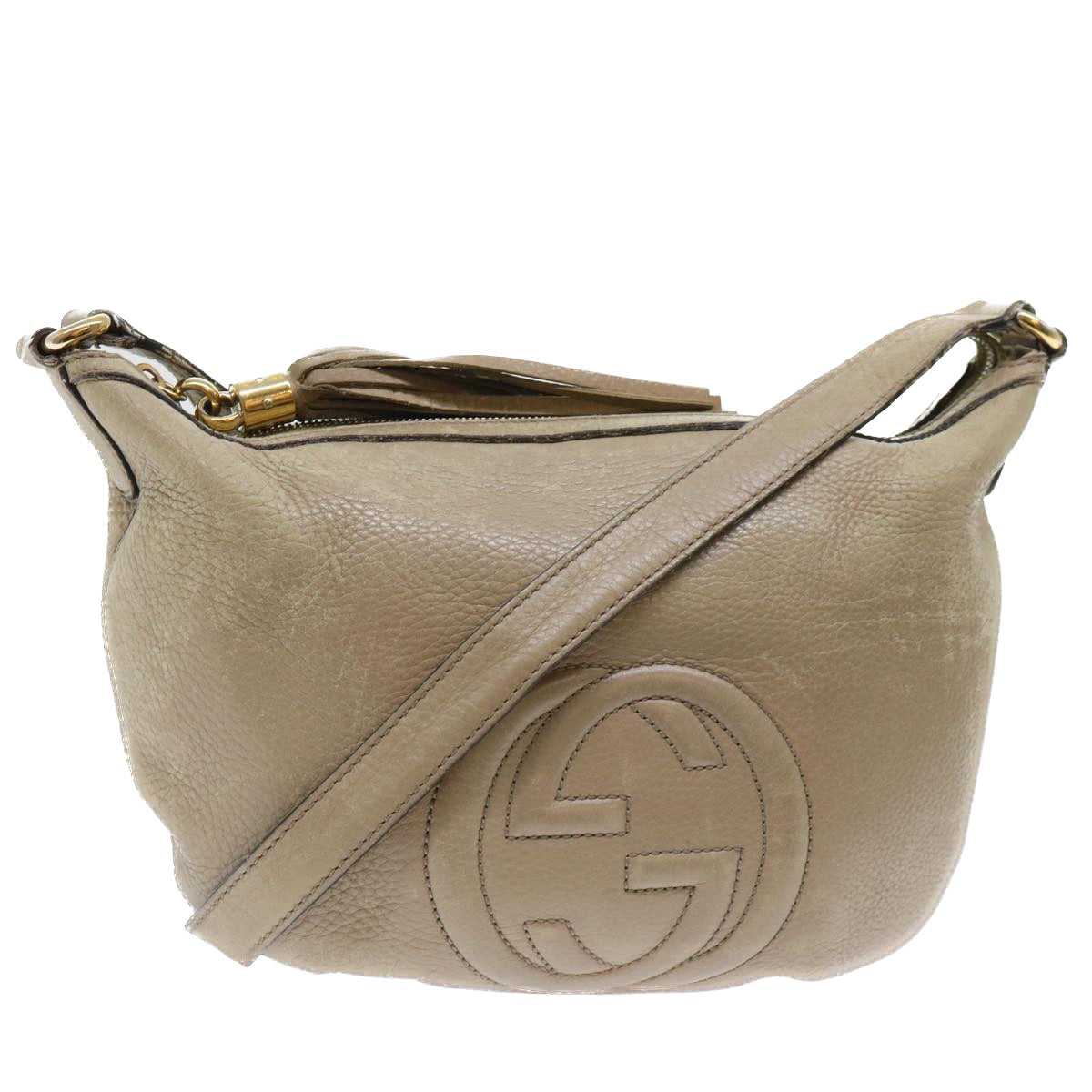 GUCCI Soho Shoulder Bag Leather Beige 308361 Auth ep1663