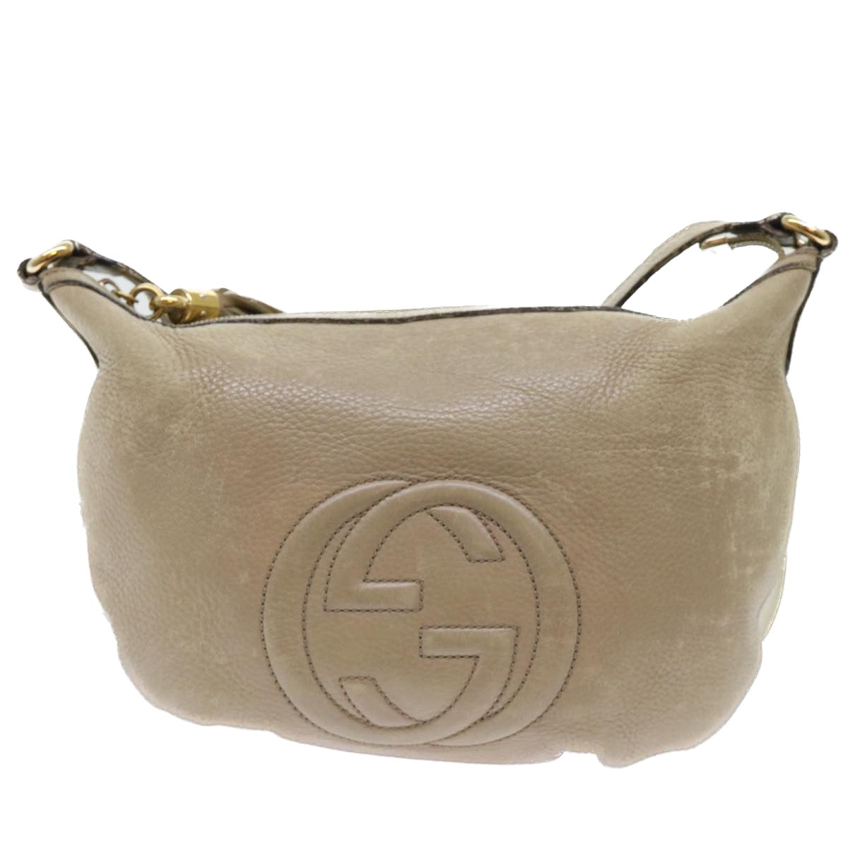 GUCCI Soho Shoulder Bag Leather Beige 308361 Auth ep1663