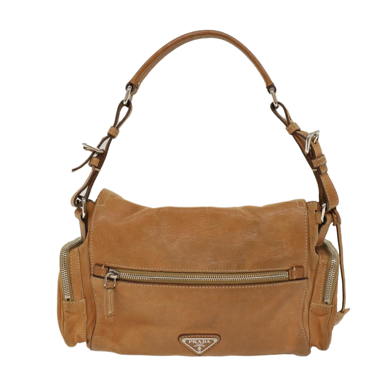 PRADA Shoulder Bag Leather Brown Auth ep1669