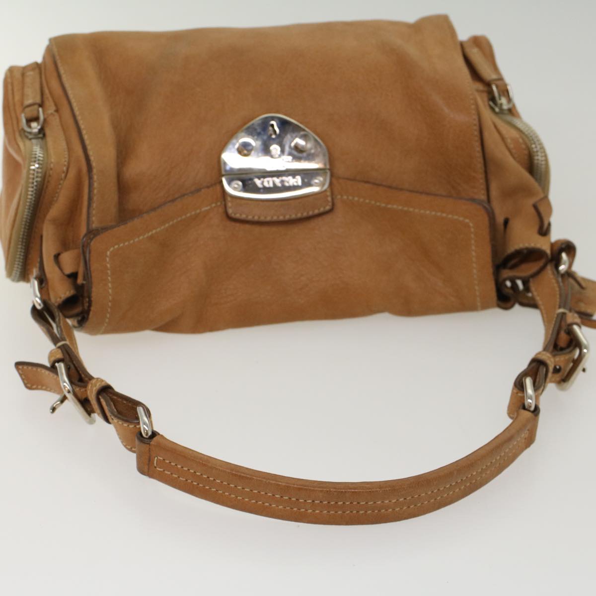 PRADA Shoulder Bag Leather Brown Auth ep1669