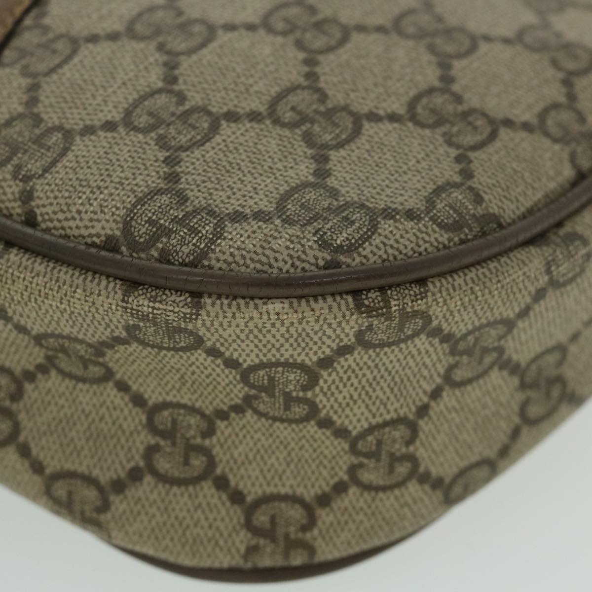 GUCCI GG Canvas Web Sherry Line Clutch Bag PVC Leather Beige Green Auth ep1670