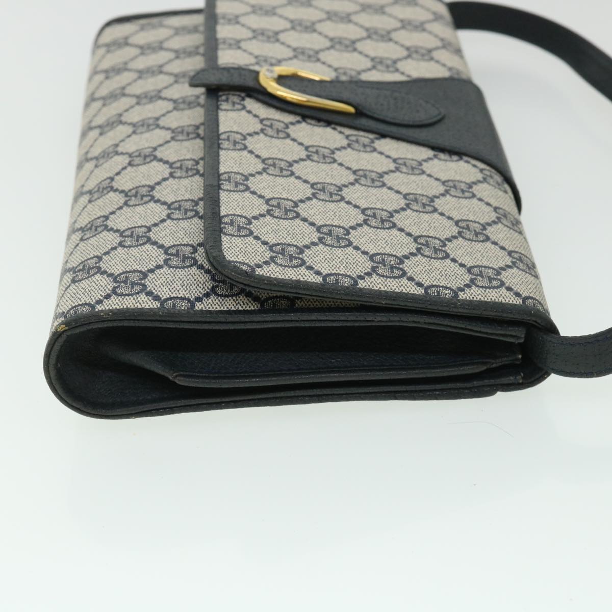 GUCCI GG Canvas Shoulder Bag PVC Leather Navy Auth ep1671