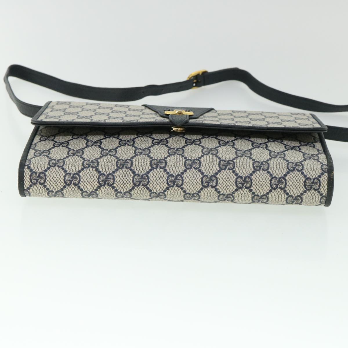 GUCCI GG Canvas Shoulder Bag PVC Leather Navy Auth ep1671