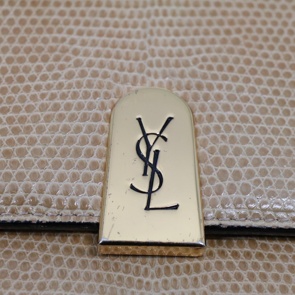 SAINT LAURENT Shoulder Bag Leather Beige Auth ep1675