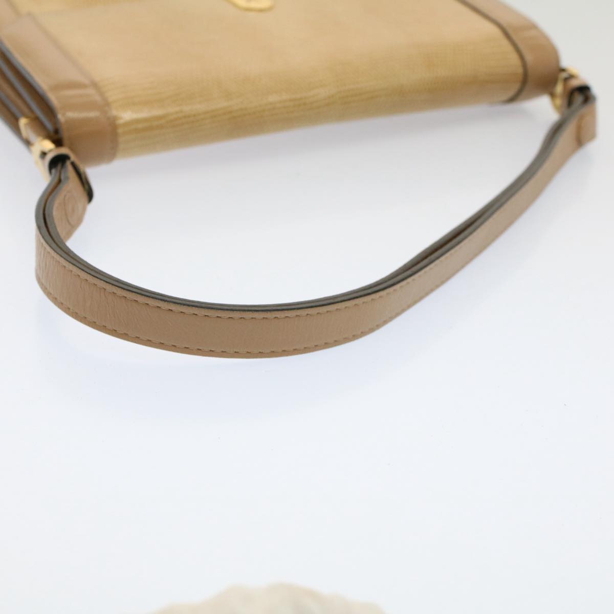 SAINT LAURENT Shoulder Bag Leather Beige Auth ep1675