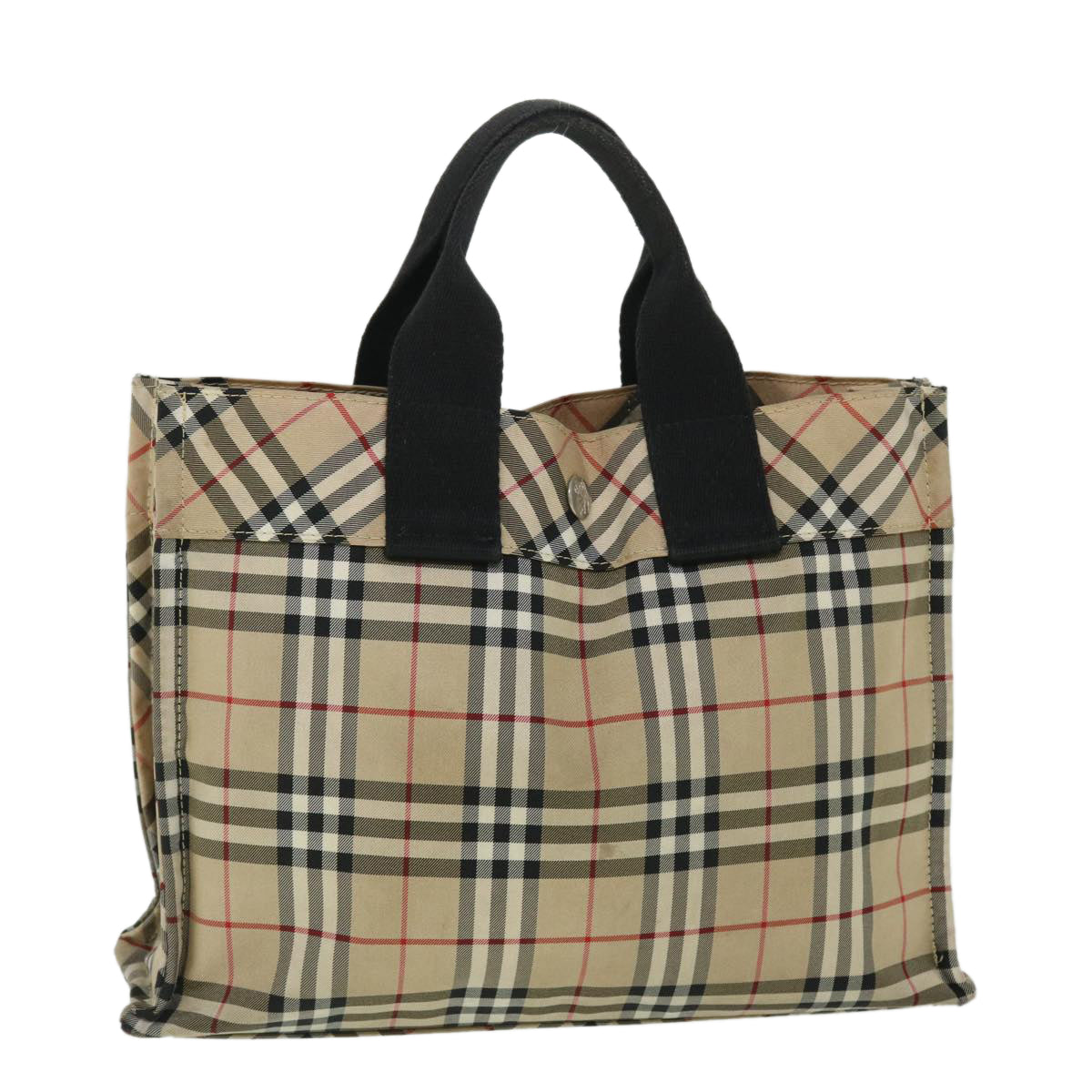 BURBERRY Nova Check Blue Label Hand Bag Nylon Beige Auth ep1679