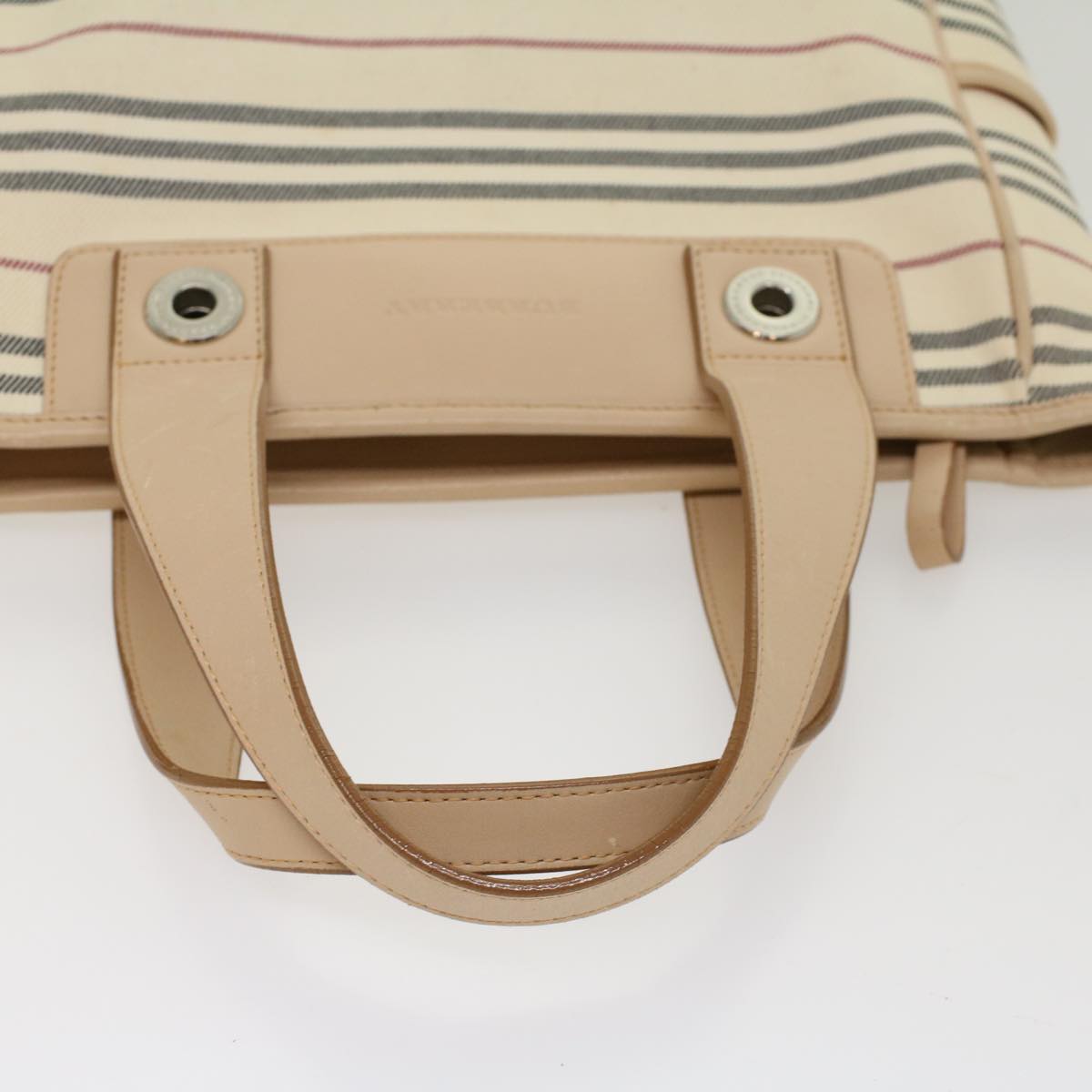 BURBERRY Nova Check Hand Bag Canvas Beige Auth ep1680