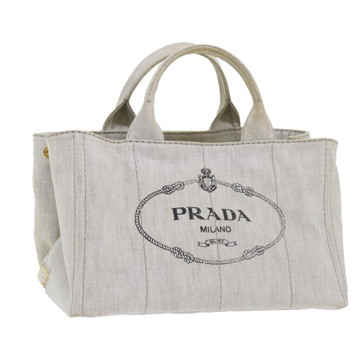 PRADA Canapa MM Hand Bag Canvas White Auth ep1685