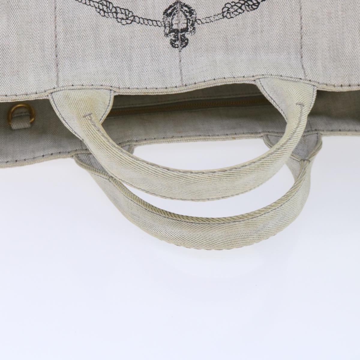 PRADA Canapa MM Hand Bag Canvas White Auth ep1685