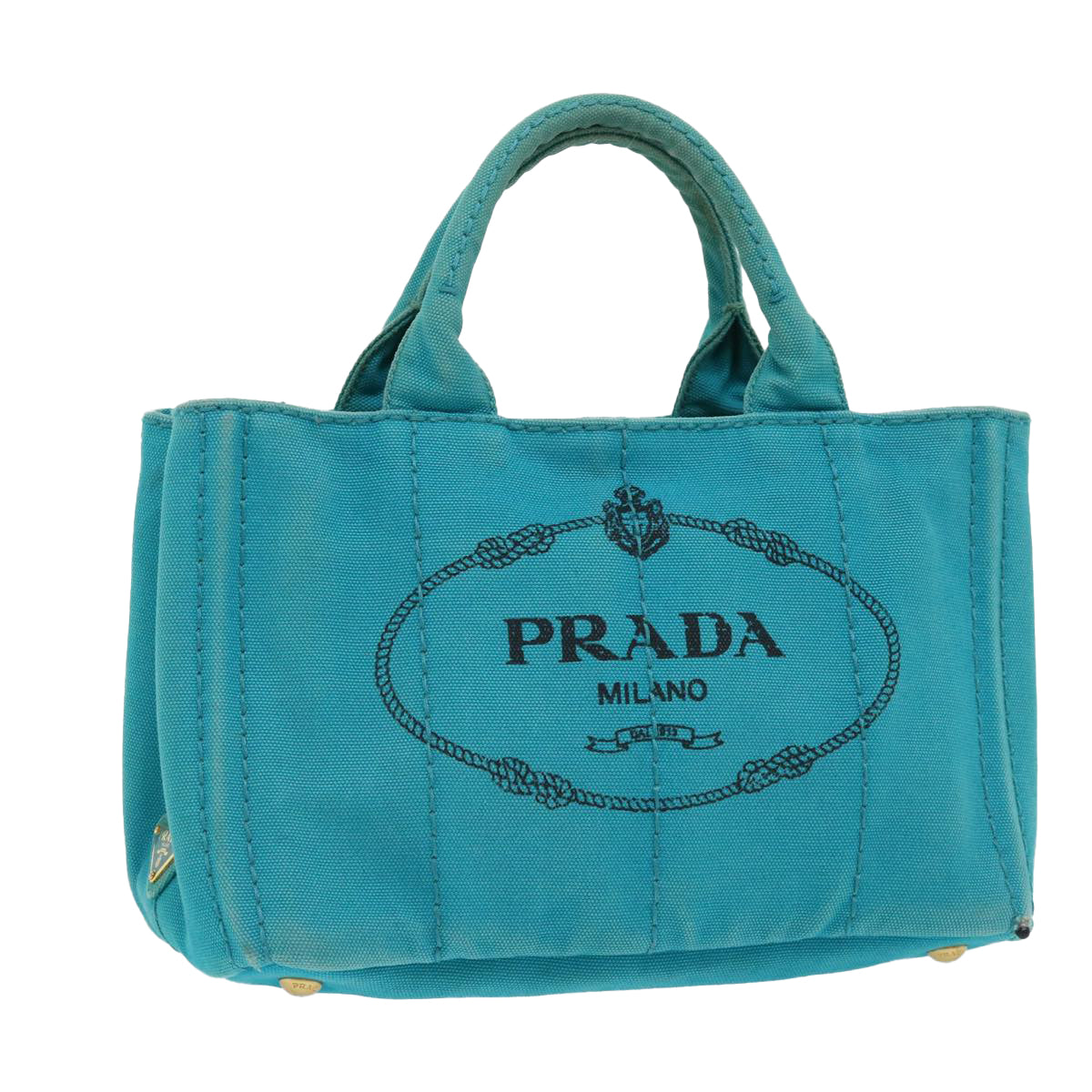 PRADA Canapa PM Hand Bag Canvas Light Blue Auth ep1689