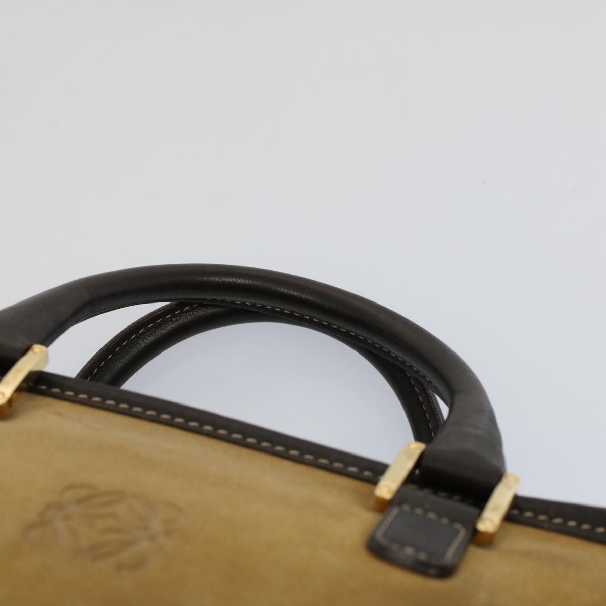 LOEWE Hand Bag Suede Leather Brown Auth ep1690