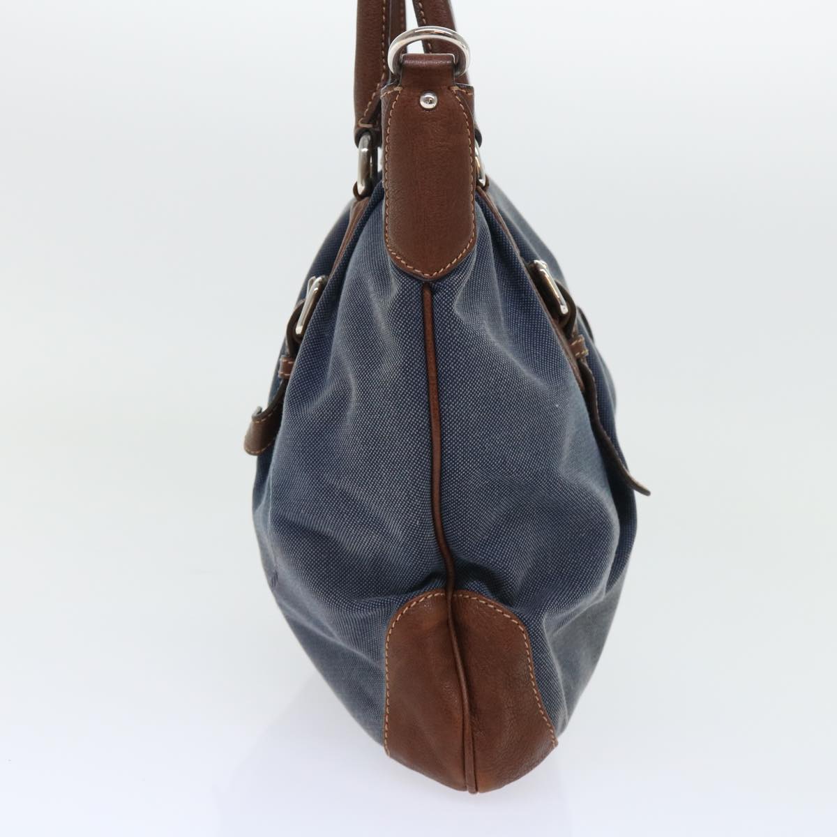 PRADA Hand Bag Canvas Leather Navy Auth ep1692