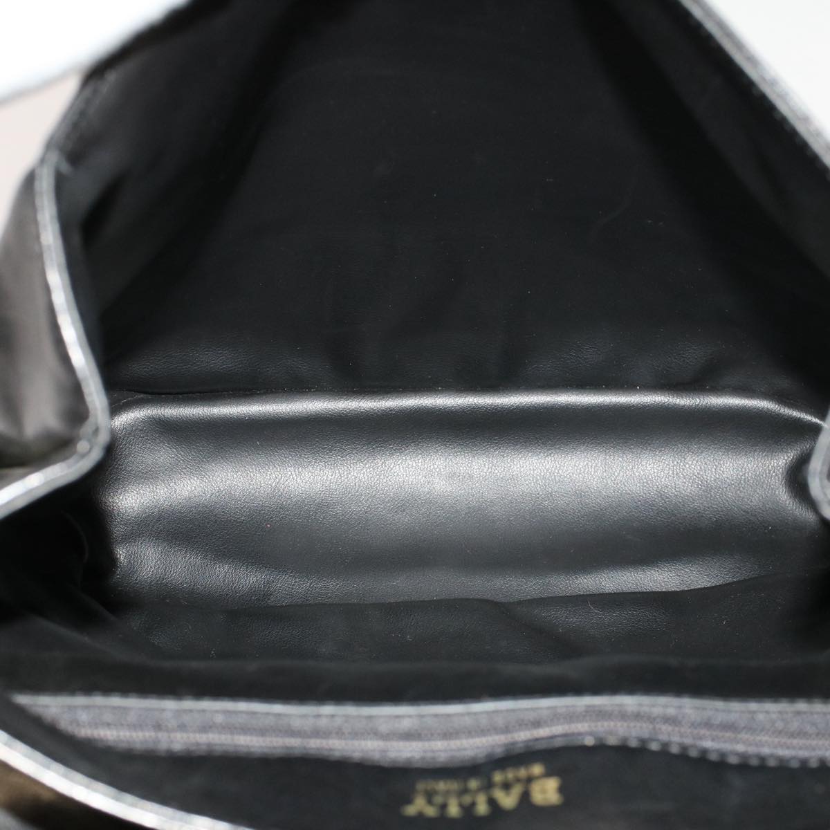 BALLY Hand Bag Leather Black Auth ep1713