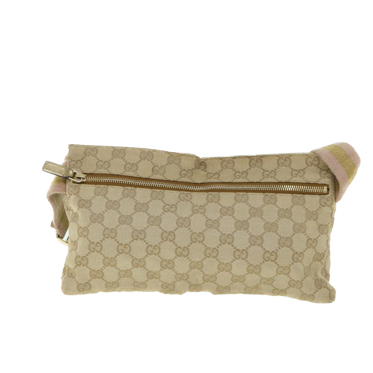 GUCCI GG Canvas Sherry Line Waist bag Beige Gold pink 28566 Auth ep1738 - 0