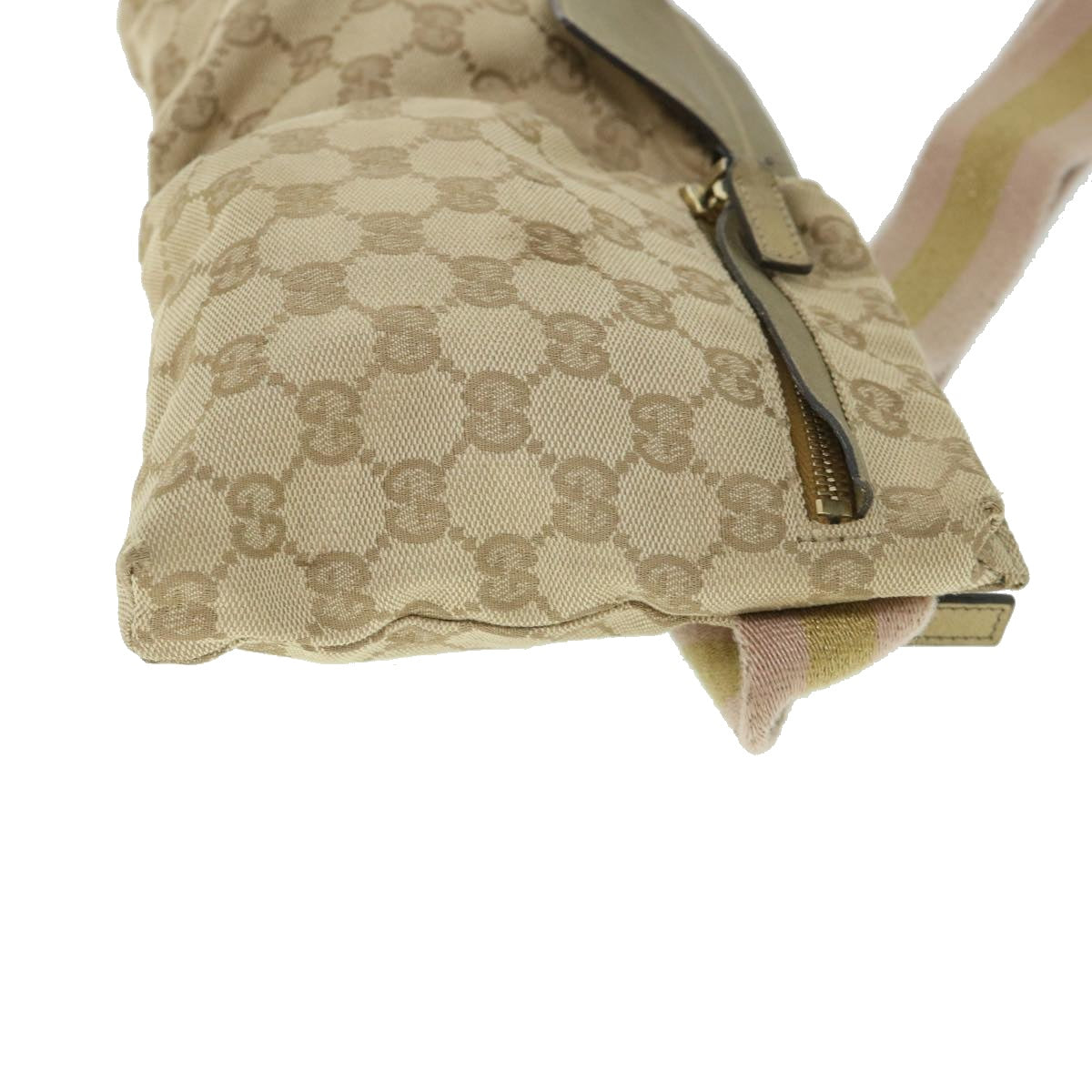 GUCCI GG Canvas Sherry Line Waist bag Beige Gold pink 28566 Auth ep1738