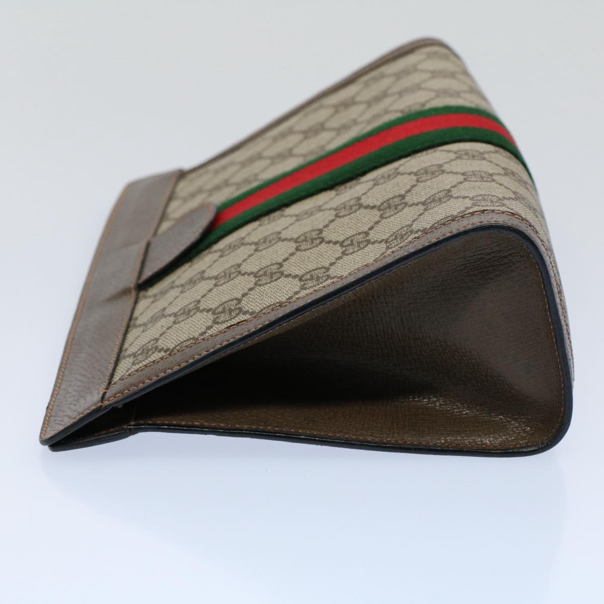 GUCCI GG Canvas Web Sherry Line Clutch Bag Beige Red Green 89 01 002 Auth ep1743