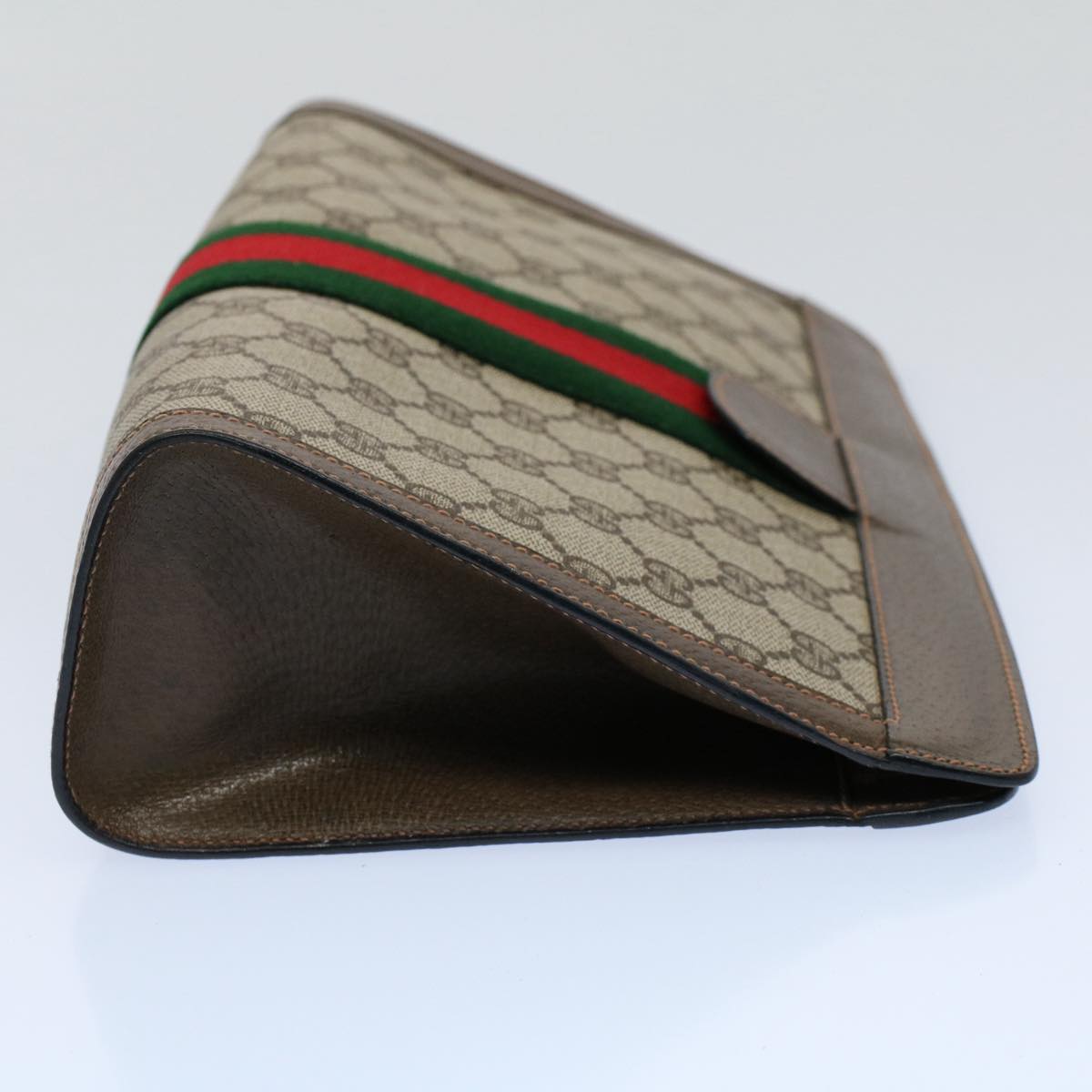 GUCCI GG Canvas Web Sherry Line Clutch Bag Beige Red Green 89 01 002 Auth ep1743