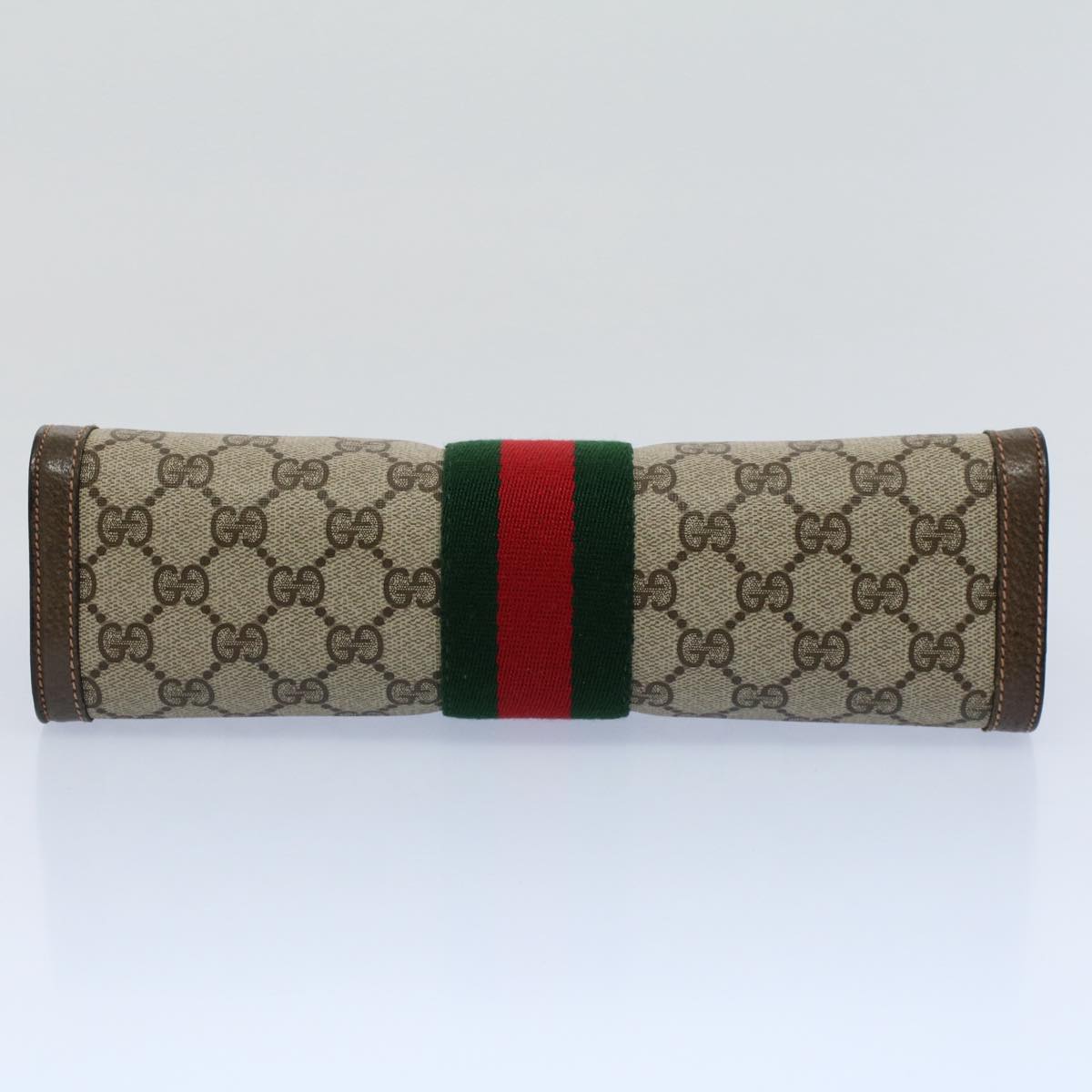 GUCCI GG Canvas Web Sherry Line Clutch Bag Beige Red Green 89 01 002 Auth ep1743