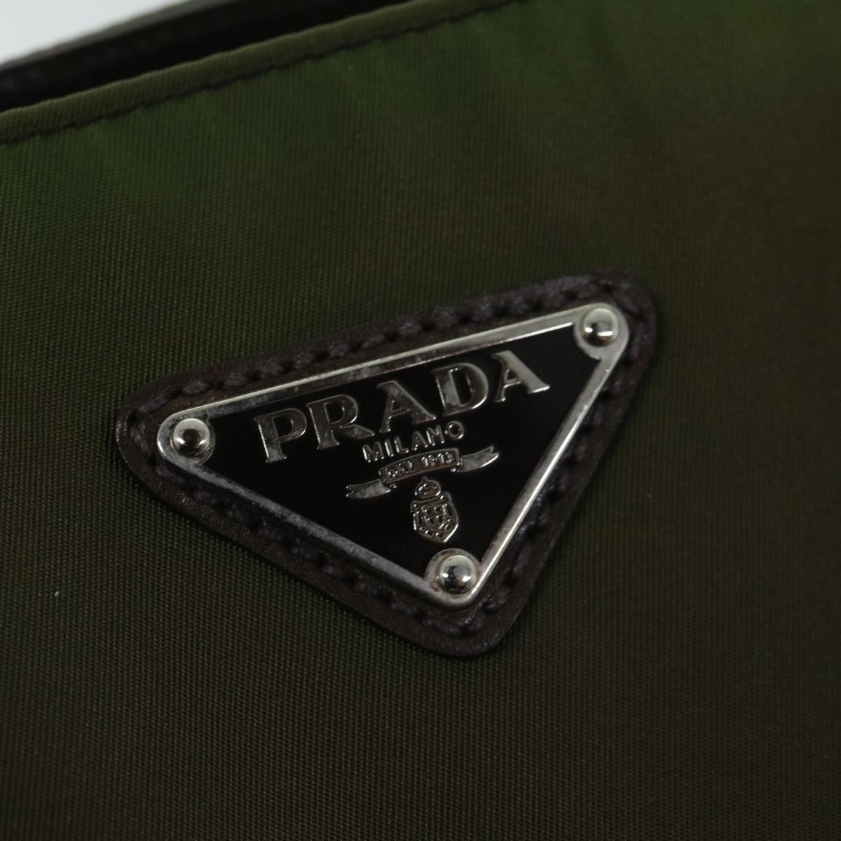 PRADA Shoulder Bag Nylon Leather Green Auth ep1747