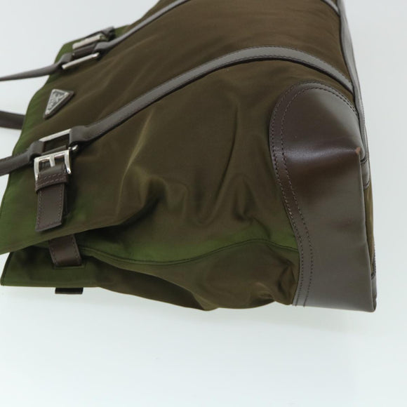 PRADA Shoulder Bag Nylon Leather Green Auth ep1747