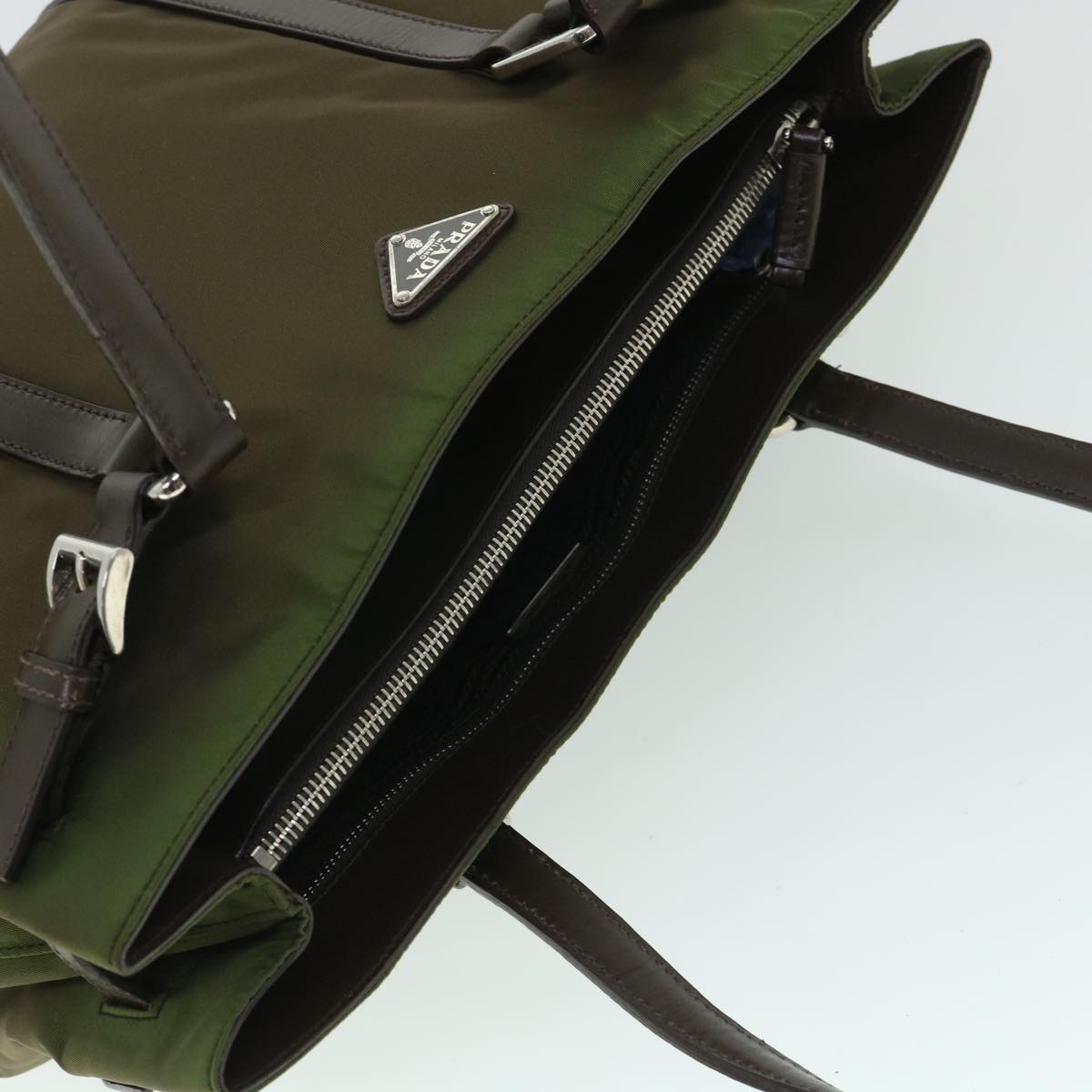 PRADA Shoulder Bag Nylon Leather Green Auth ep1747