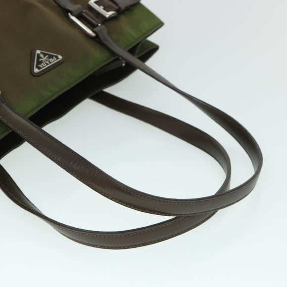 PRADA Shoulder Bag Nylon Leather Green Auth ep1747