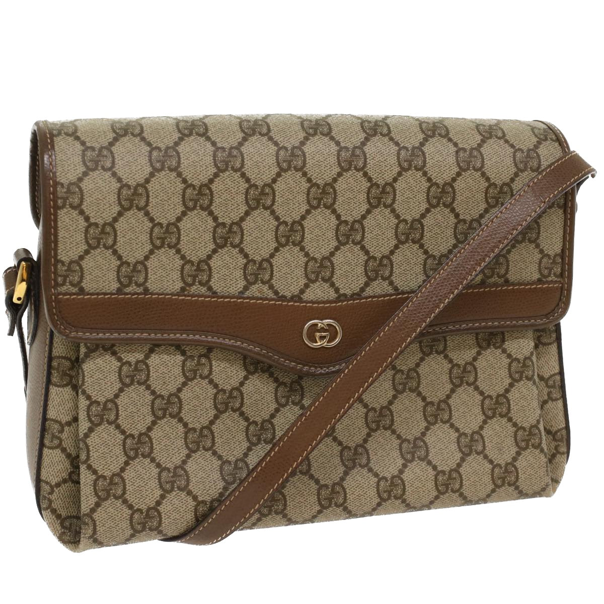 GUCCI GG Canvas Shoulder Bag PVC Leather Beige 001 113 6165 Auth ep1762