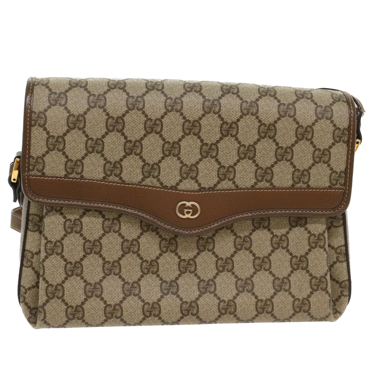 GUCCI GG Canvas Shoulder Bag PVC Leather Beige 001 113 6165 Auth ep1762