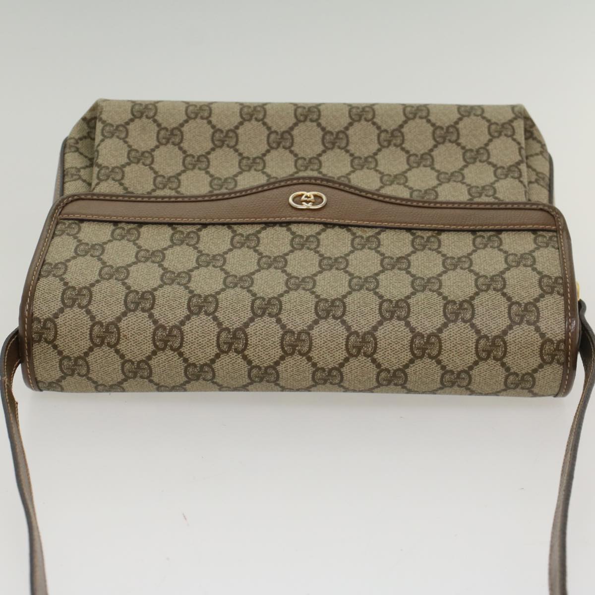 GUCCI GG Canvas Shoulder Bag PVC Leather Beige 001 113 6165 Auth ep1762