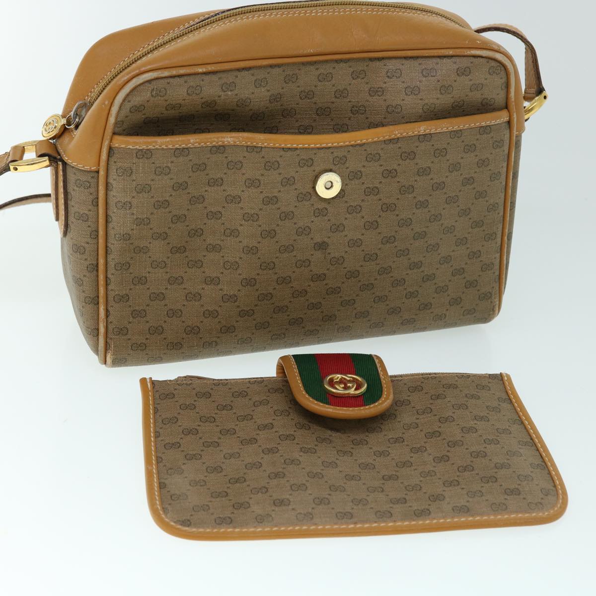 GUCCI Micro GG Canvas Web Sherry Line Shoulder Bag Beige 001 56 0944 Auth ep1776