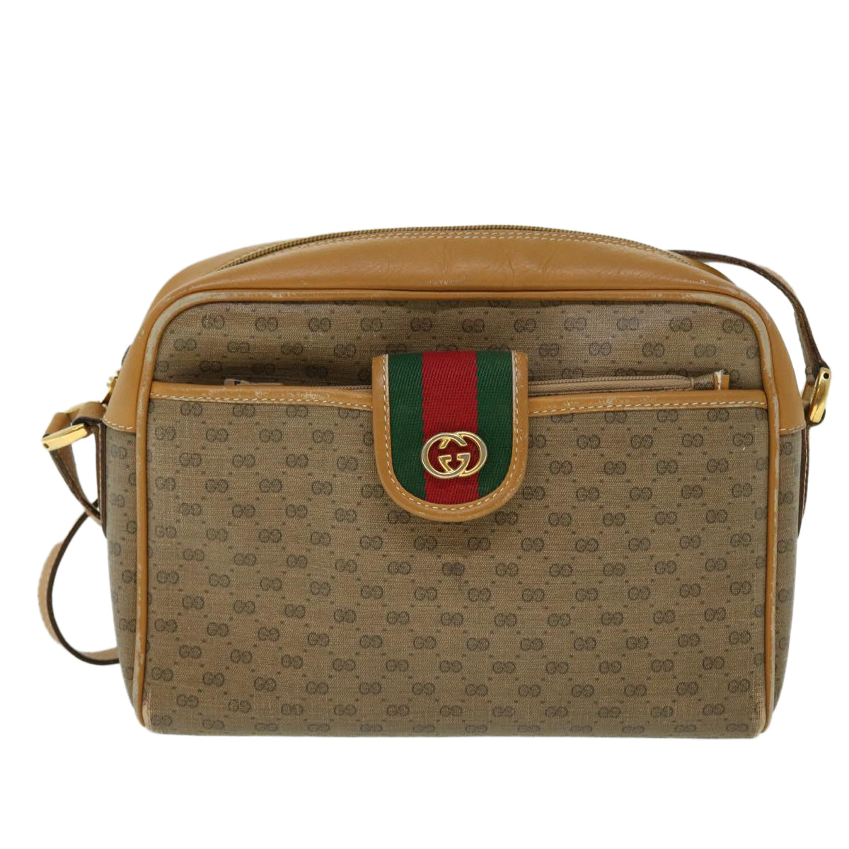 GUCCI Micro GG Canvas Web Sherry Line Shoulder Bag Beige 001 56 0944 Auth ep1776