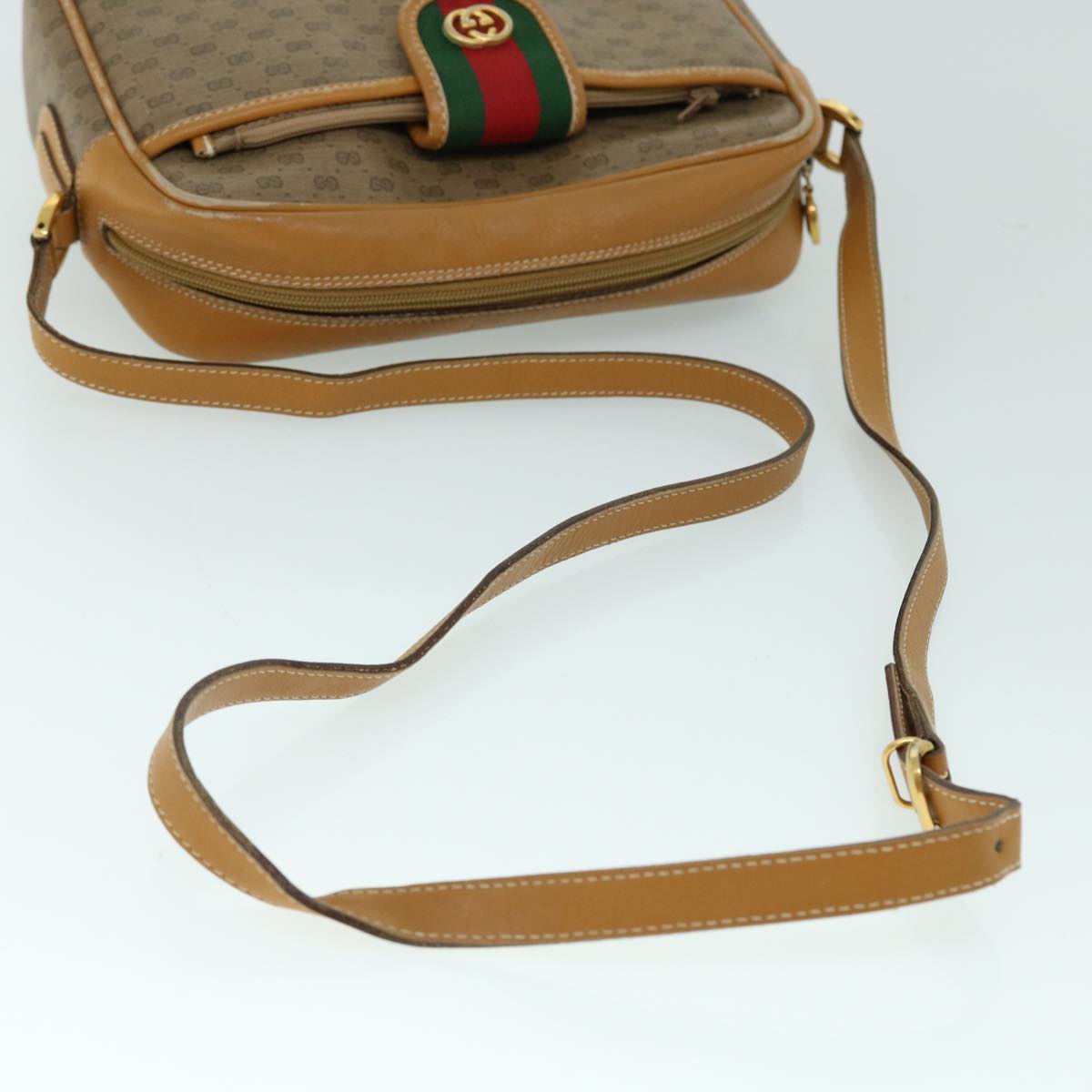 GUCCI Micro GG Canvas Web Sherry Line Shoulder Bag Beige 001 56 0944 Auth ep1776