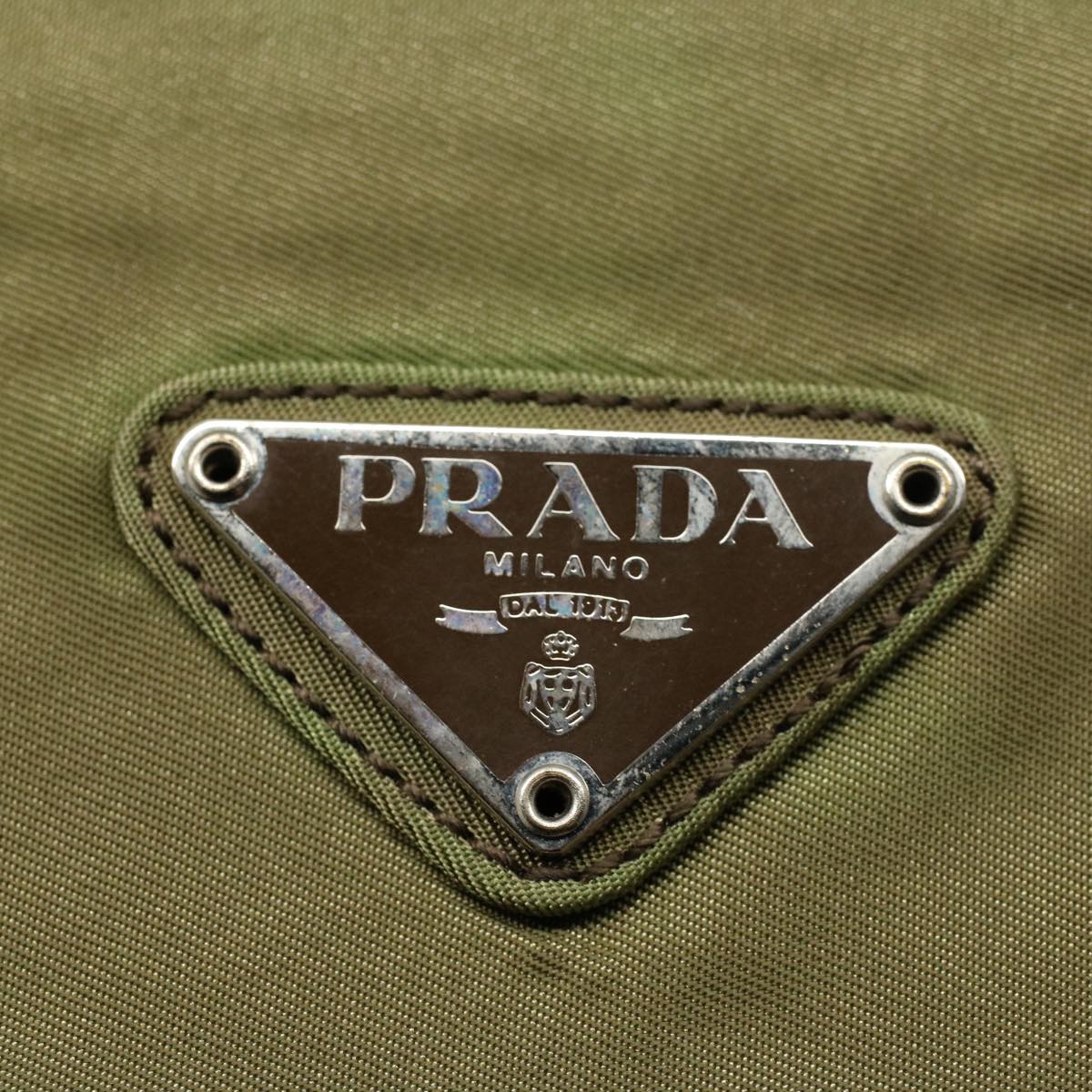 PRADA Hand Bag Nylon Khaki Auth ep1799