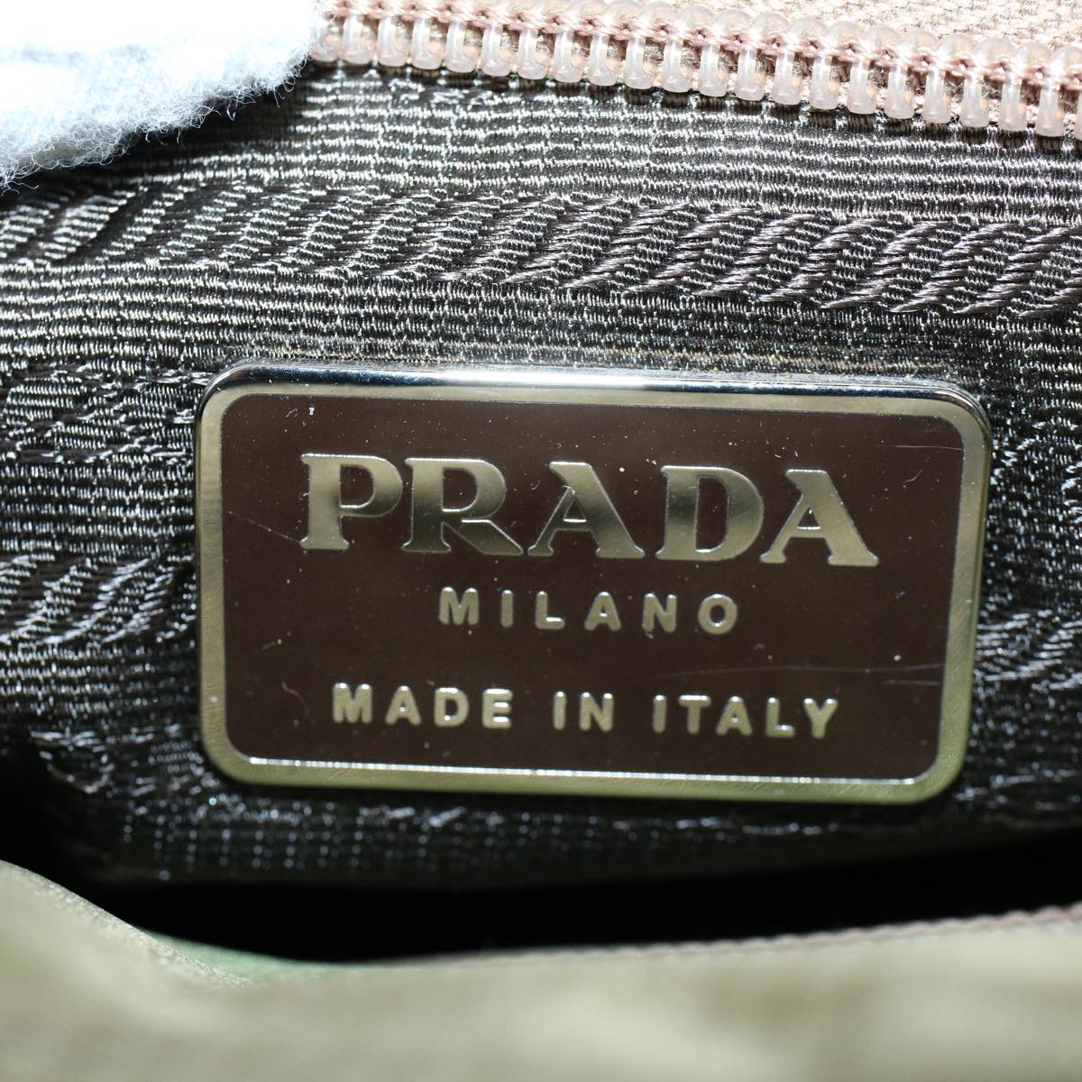 PRADA Hand Bag Nylon Khaki Auth ep1799