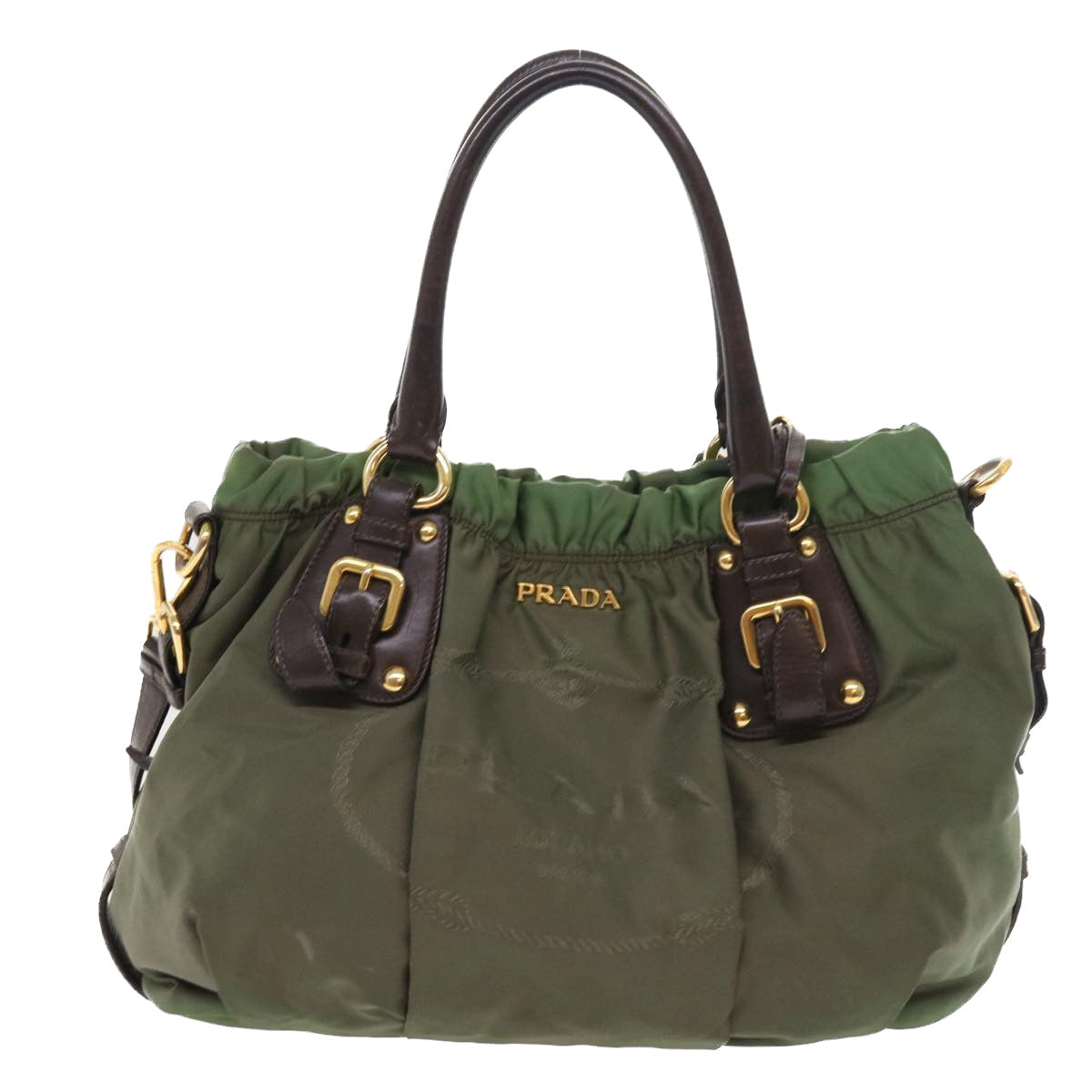 PRADA Hand Bag Nylon 2way Green Auth ep1820