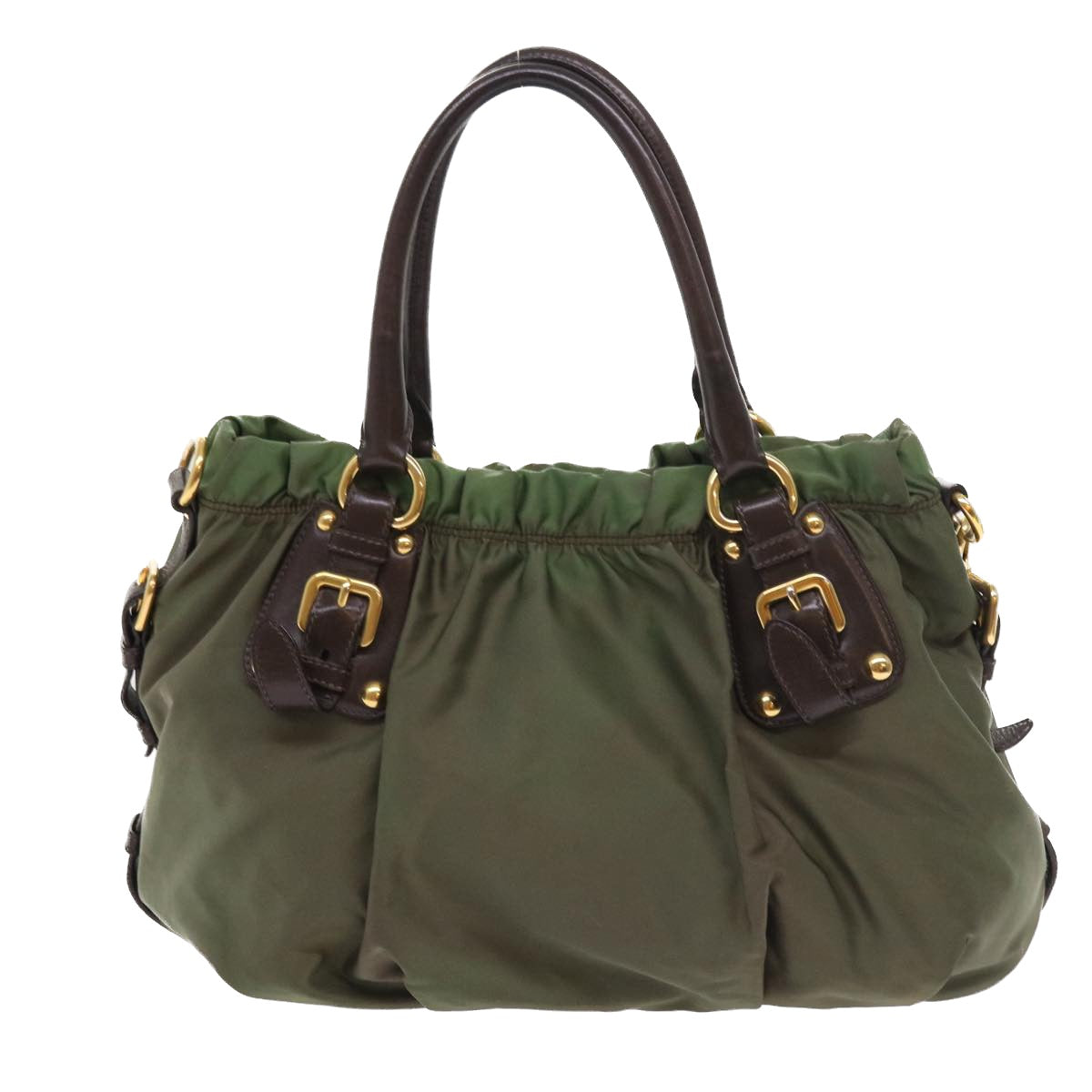 PRADA Hand Bag Nylon 2way Green Auth ep1820