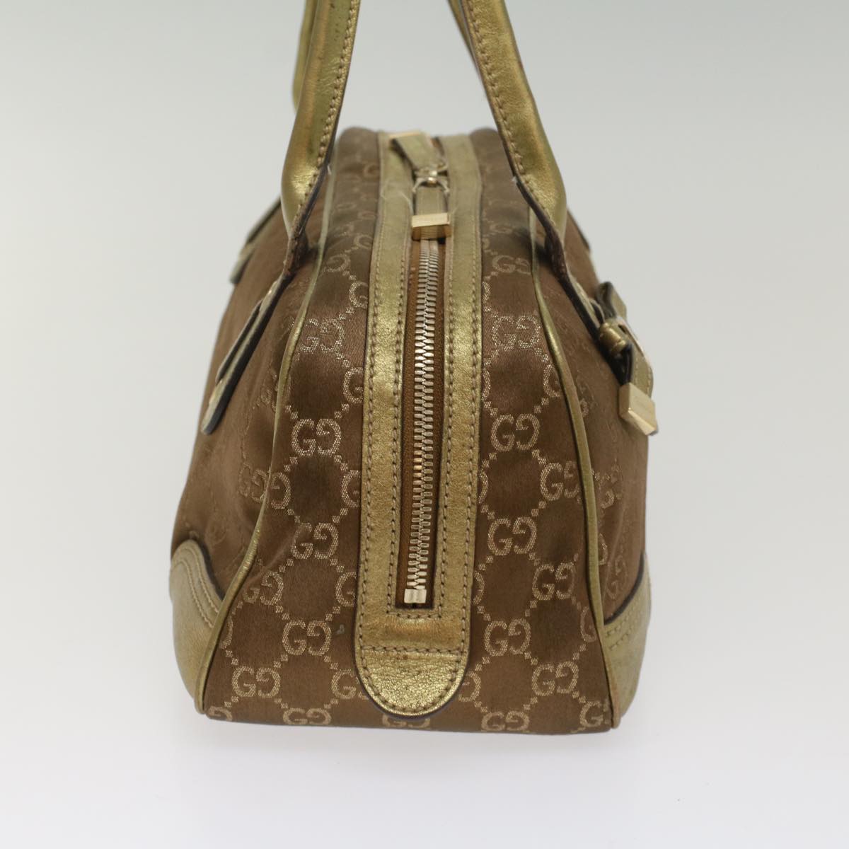 GUCCI GG Canvas Shoulder Bag Gold Tone 161720 Auth ep1828