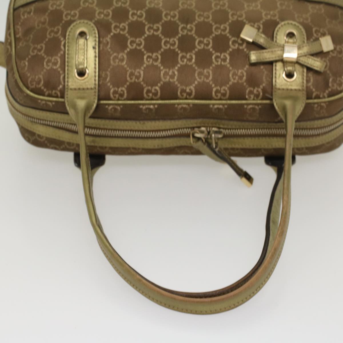 GUCCI GG Canvas Shoulder Bag Gold Tone 161720 Auth ep1828